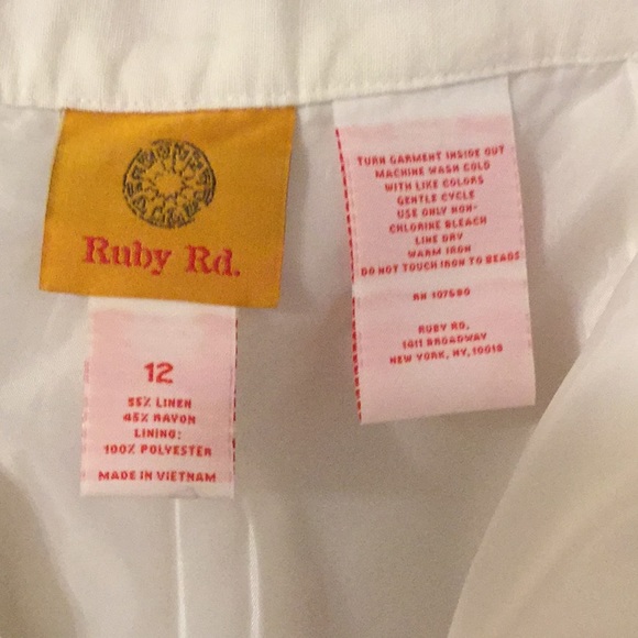 NWT-White Cropped Linen/Rayon Pant, SZ 12, 25”. - Picture 5 of 5